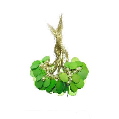 Indian Petals Handmade Sitara Thread Fringe Tassel for Craft, Jewelry or Dressing - Design 856, Lawn Green