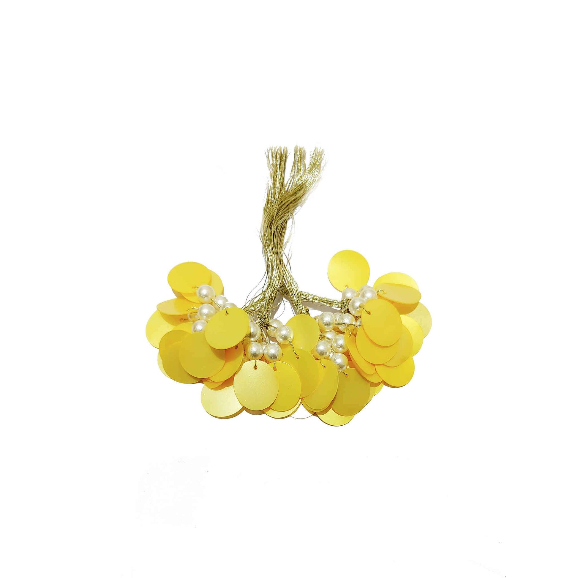Indian Petals Handmade Sitara Thread Fringe Tassel for Craft, Jewelry or Dressing - Design 856, Yellow
