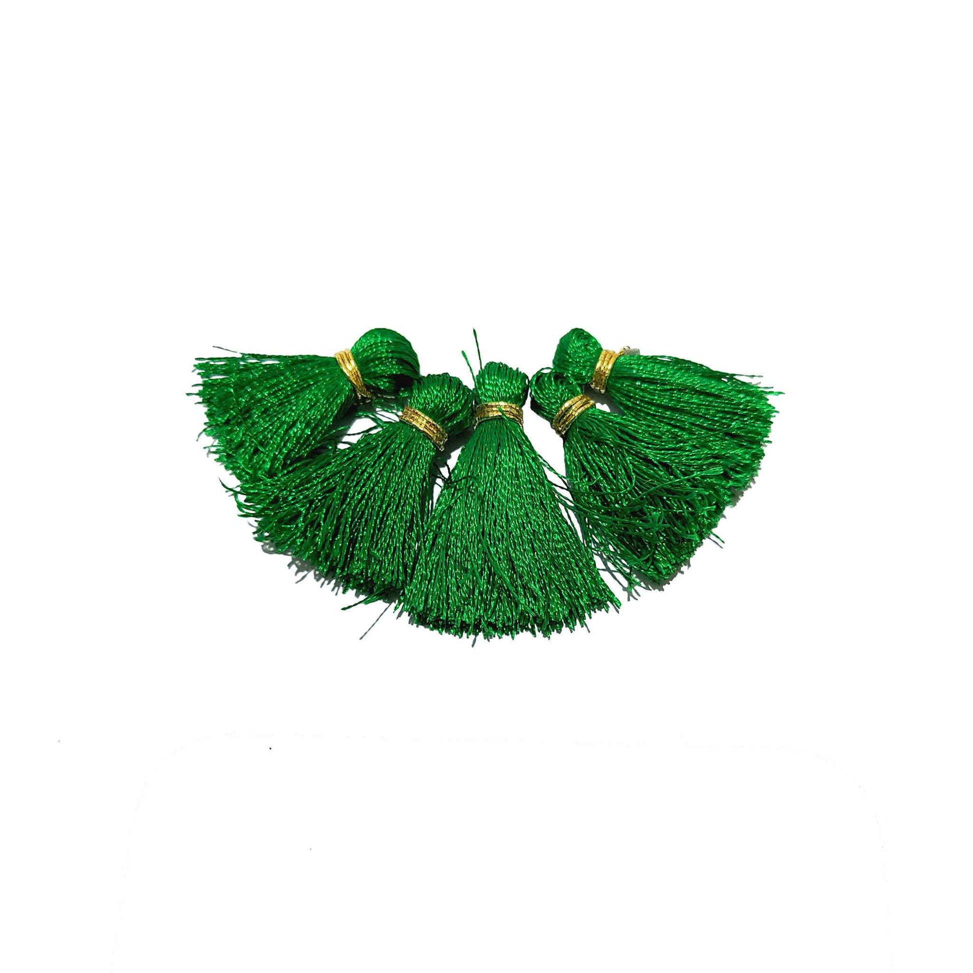 Indian Petals Handmade Mini Thread Fringe Tassel for Craft, Jewelry or Dressing - Design 857, Dark Green