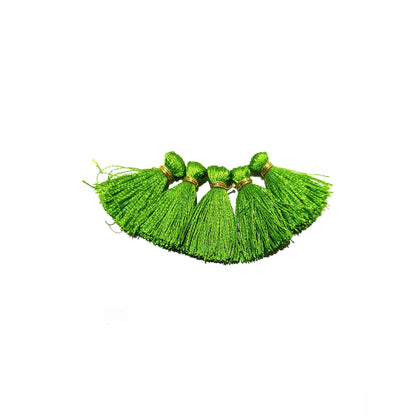 Indian Petals Handmade Mini Thread Fringe Tassel for Craft, Jewelry or Dressing - Design 857, Green Yellow
