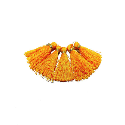 Indian Petals Handmade Mini Thread Fringe Tassel for Craft, Jewelry or Dressing - Design 857, Orange