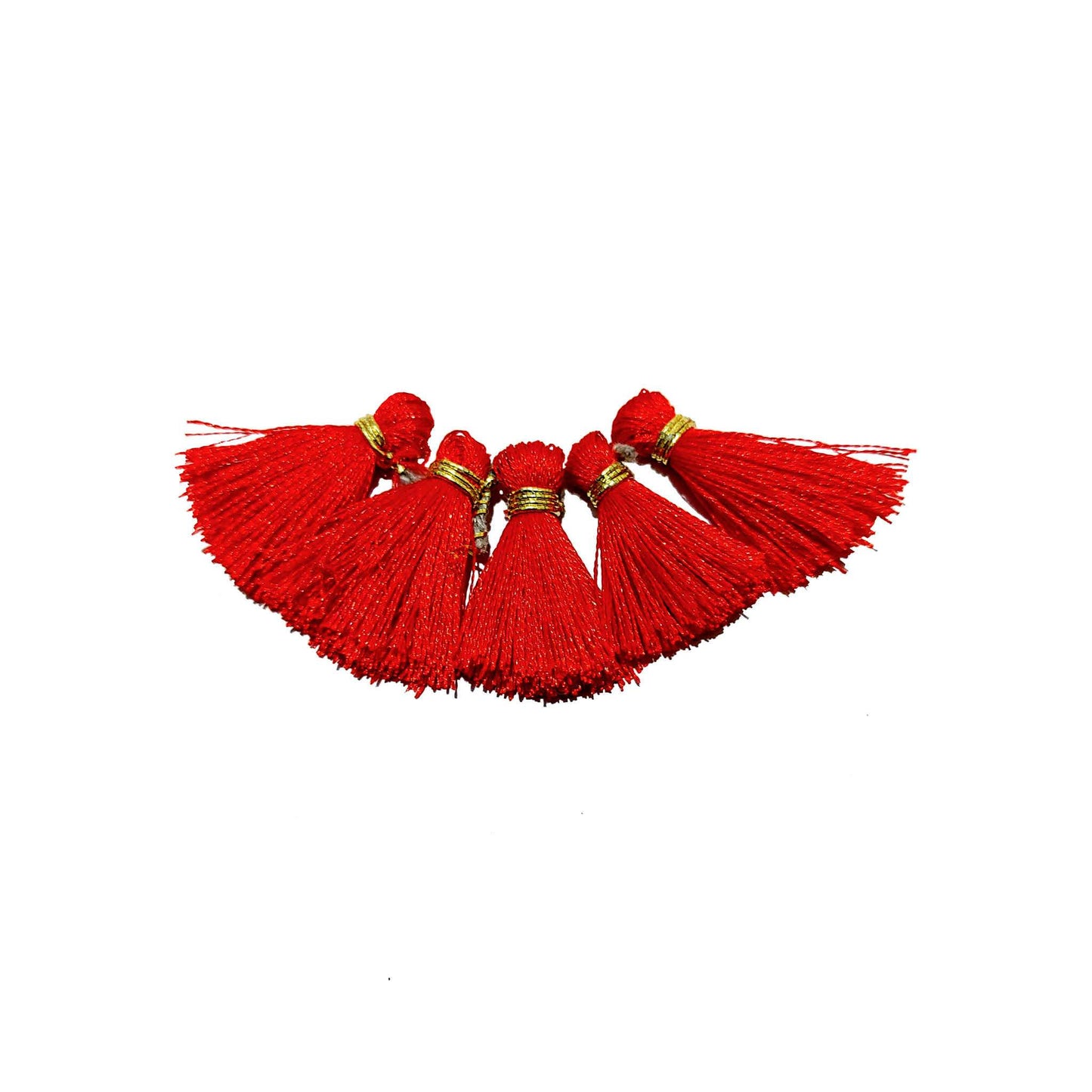 Indian Petals Handmade Mini Thread Fringe Tassel for Craft, Jewelry or Dressing - Design 857, Red