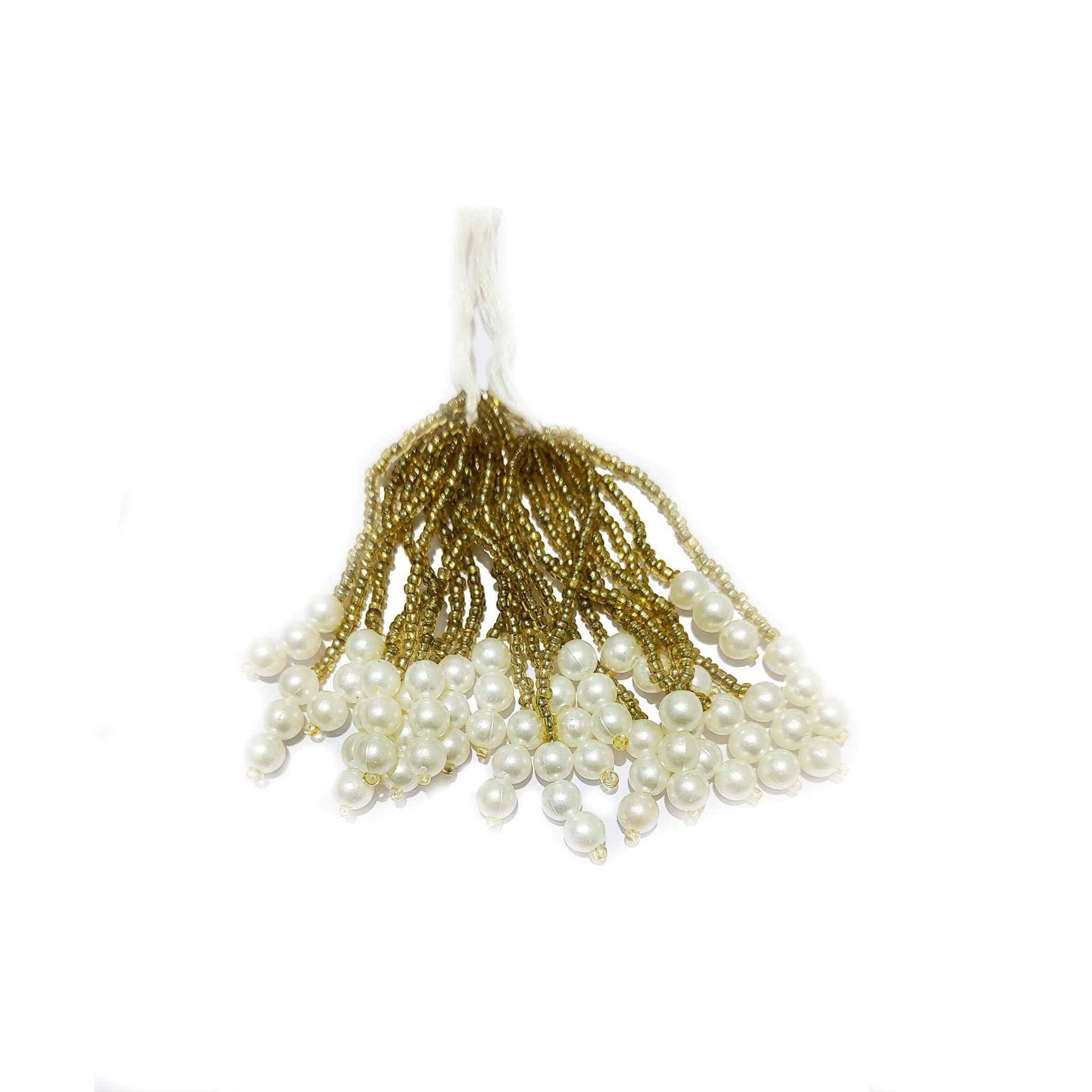 Indian Petals Handmade Long Cheed Thread Pearl Beads Craft, Jewelry Fringe Tassel - Design 884, Dark Goldenrod