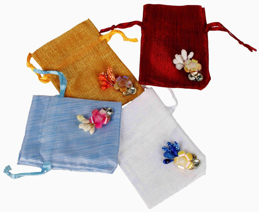 Indian Petals Handmade Stylish Elegant Coin Storage Purse Candy Pouch for Girls, Women, Ladies with Pull Strings - Indian Petals
