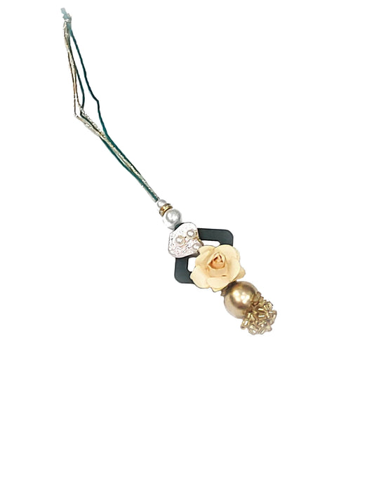 Indian Petals - Designer Beaded Tassel with MDF Square Floral Lumba for your Lovely Bhabhi