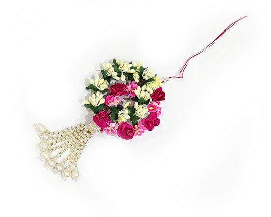 Indian Petals - Beautiful Elegant Premium looking Floral Bangle with Pearl Tassel Lumba Rakhi for your Bhabhi