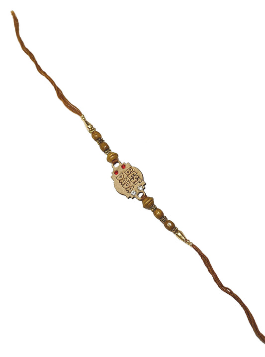 Indian Petals - Weightless Beaded Wooden Rakhi with Laser Print for your Bhaiya