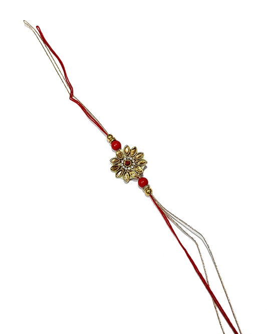 Indian Petals - Beautiful Handmade Rhinestones studded Floral style Rakhi for your Brother