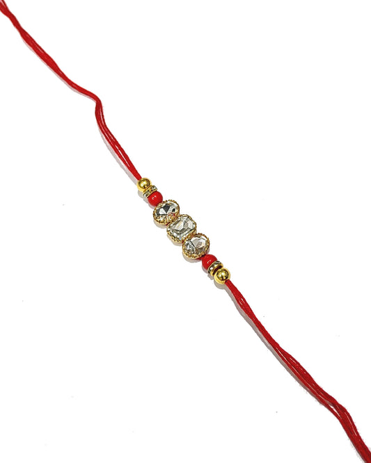 Indian Petals - Beautiful Rhinestones studded Triple Collet Rakhi for your Brother