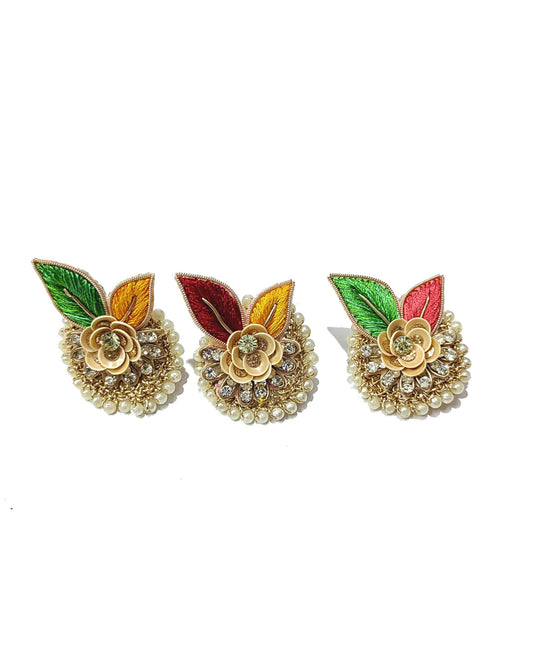 Indian Petals - Beautiful Handmade Floral Buti Finger Ring Rakhi for your pretty Bhabhi