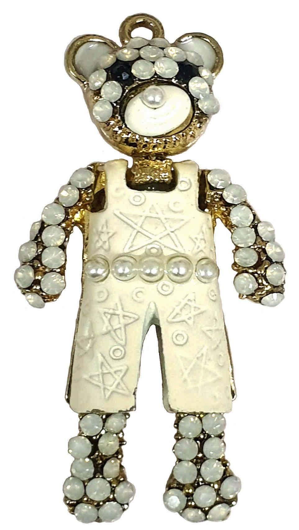 Indian Petals Rhinestone Studded Gold Metal Bear Design Fashion Artificial Imitation Pendant for Kids and Girls - #Indian Petals#