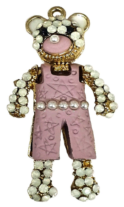 Indian Petals Rhinestone Studded Gold Metal Bear Design Fashion Artificial Imitation Pendant for Kids and Girls - #Indian Petals#